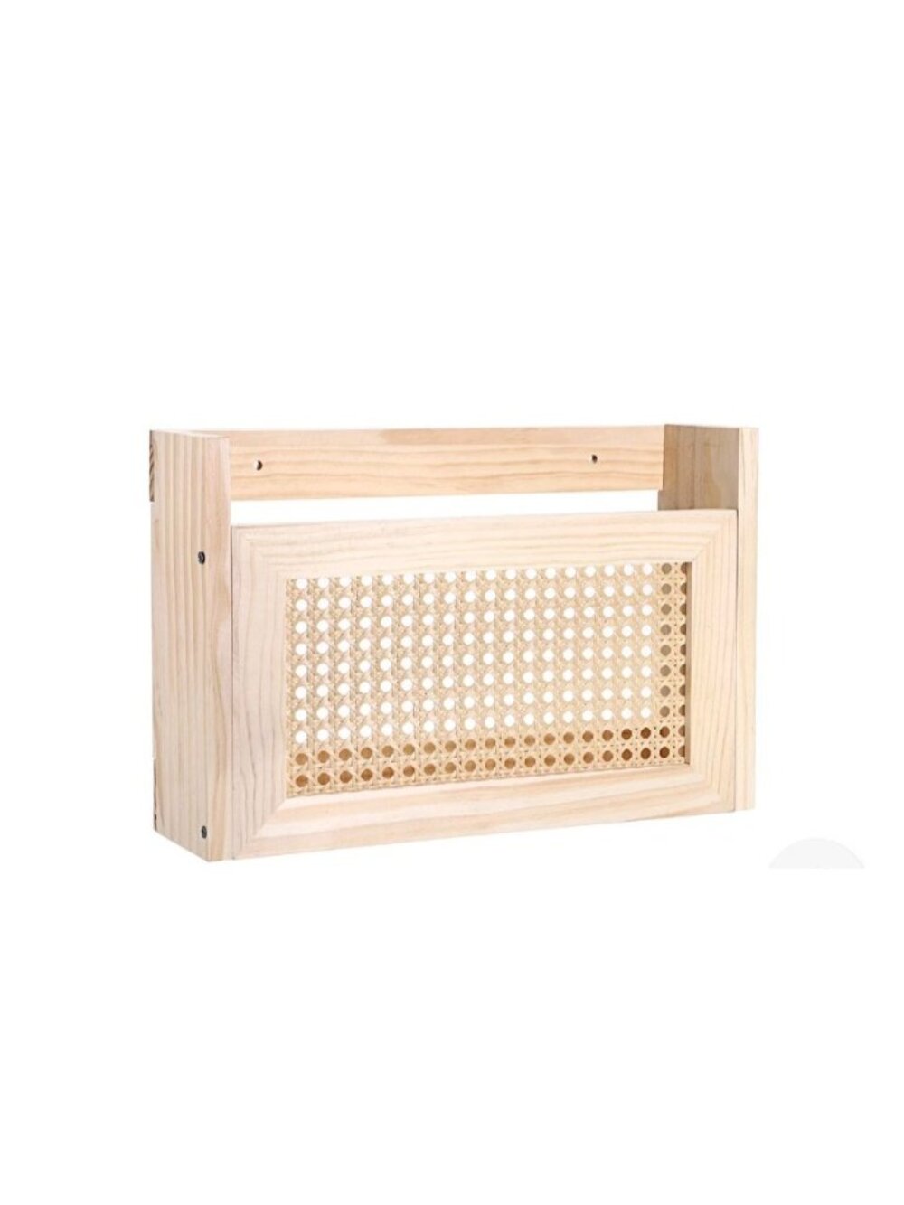 Wall-Mounted Wooden Magazine Rack with Cane Weave Design Perfect -Home & Office